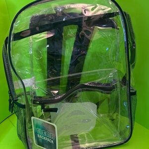 Transparent Backpack with Green Trim